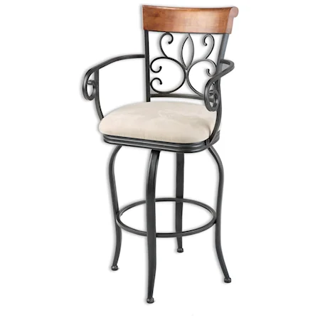 Traditional Hartford Wood and Metal Barstool